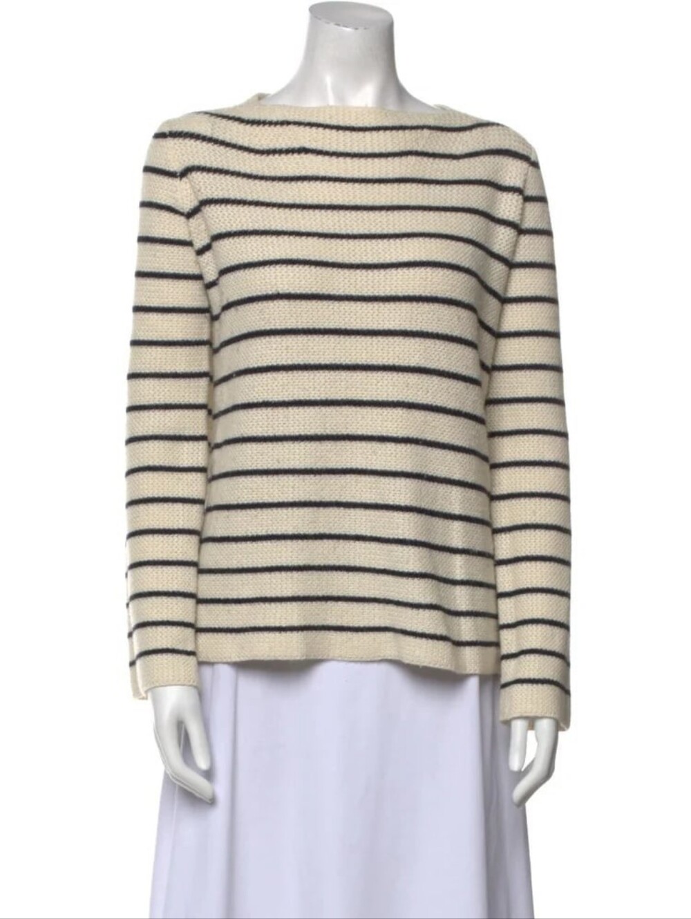 Striped Cream and Black Cozy Knit Sweater - Women
